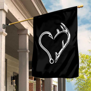 Fishing And Hunting Vintage Hook Antler Heart Garden Flag TS11 Print Your Wear
