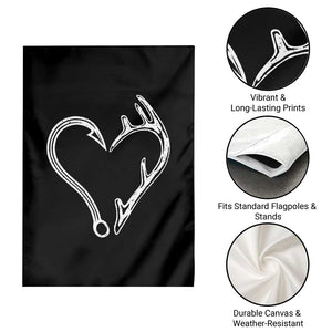 Fishing And Hunting Vintage Hook Antler Heart Garden Flag TS11 Print Your Wear