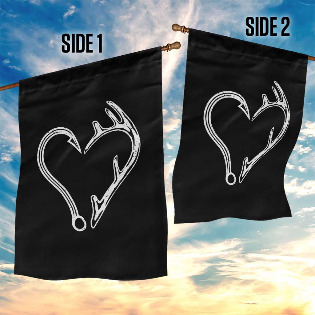 Fishing And Hunting Vintage Hook Antler Heart Garden Flag TS11 Print Your Wear