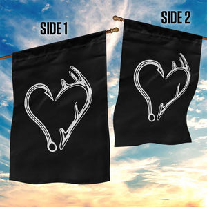 Fishing And Hunting Vintage Hook Antler Heart Garden Flag TS11 Print Your Wear