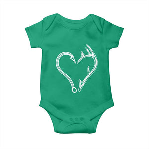 Fishing And Hunting Vintage Hook Antler Heart Baby Onesie TS11 Irish Green Print Your Wear