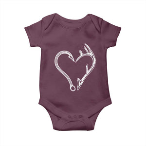 Fishing And Hunting Vintage Hook Antler Heart Baby Onesie TS11 Maroon Print Your Wear