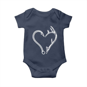 Fishing And Hunting Vintage Hook Antler Heart Baby Onesie TS11 Navy Print Your Wear