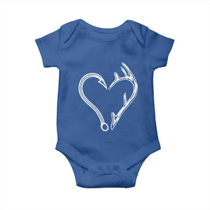 Fishing And Hunting Vintage Hook Antler Heart Baby Onesie TS11 Royal Blue Print Your Wear