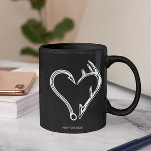 Fishing And Hunting Vintage Hook Antler Heart Coffee Mug TS11 Print Your Wear