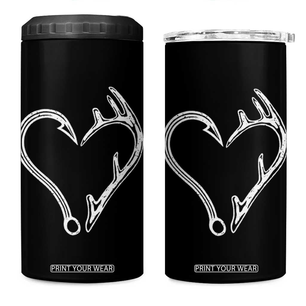 Fishing And Hunting Vintage Hook Antler Heart 4 in 1 Can Cooler Tumbler TS11 One Size: 16 oz Black Print Your Wear