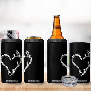 Fishing And Hunting Vintage Hook Antler Heart 4 in 1 Can Cooler Tumbler TS11 Print Your Wear
