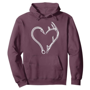 Fishing And Hunting Vintage Hook Antler Heart Hoodie TS11 Maroon Print Your Wear