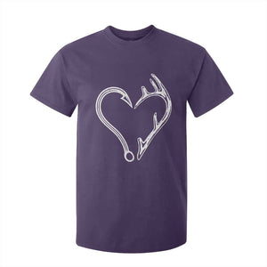 Fishing And Hunting Vintage Hook Antler Heart T Shirt For Kid - Print Your Wear