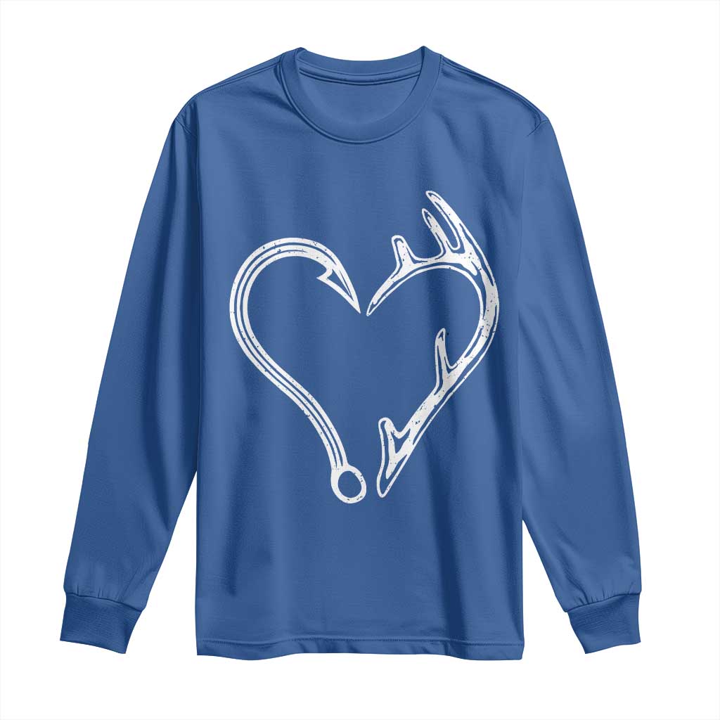 Fishing And Hunting Vintage Hook Antler Heart Long Sleeve Shirt TS11 Royal Blue Print Your Wear