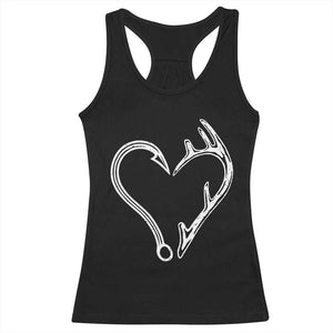 Fishing And Hunting Vintage Hook Antler Heart Racerback Tank Top TS11 Black Print Your Wear