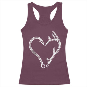 Fishing And Hunting Vintage Hook Antler Heart Racerback Tank Top TS11 Maroon Print Your Wear