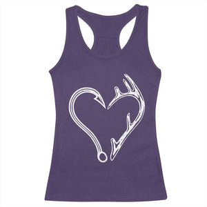 Fishing And Hunting Vintage Hook Antler Heart Racerback Tank Top TS11 Purple Print Your Wear