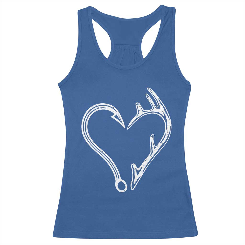 Fishing And Hunting Vintage Hook Antler Heart Racerback Tank Top TS11 Royal Blue Print Your Wear