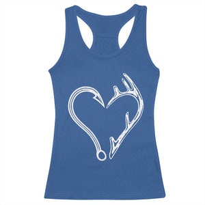 Fishing And Hunting Vintage Hook Antler Heart Racerback Tank Top TS11 Royal Blue Print Your Wear