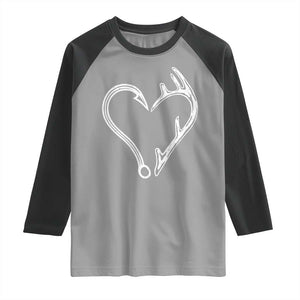 Fishing And Hunting Vintage Hook Antler Heart Raglan Shirt TS11 Sport Gray Black Print Your Wear