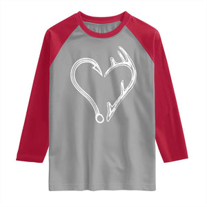 Fishing And Hunting Vintage Hook Antler Heart Raglan Shirt TS11 Sport Gray Red Print Your Wear