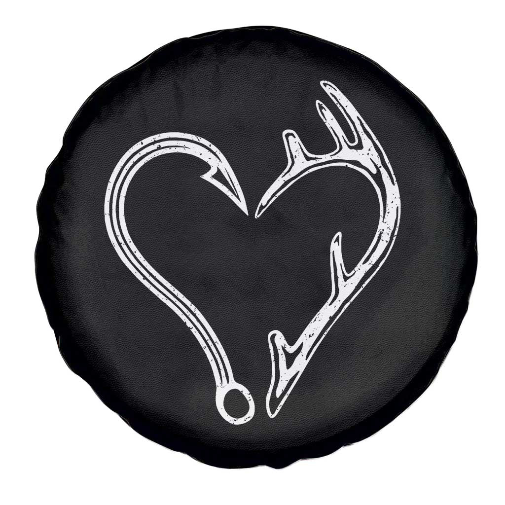 Fishing And Hunting Vintage Hook Antler Heart Spare Tire Cover TS11 Print Your Wear