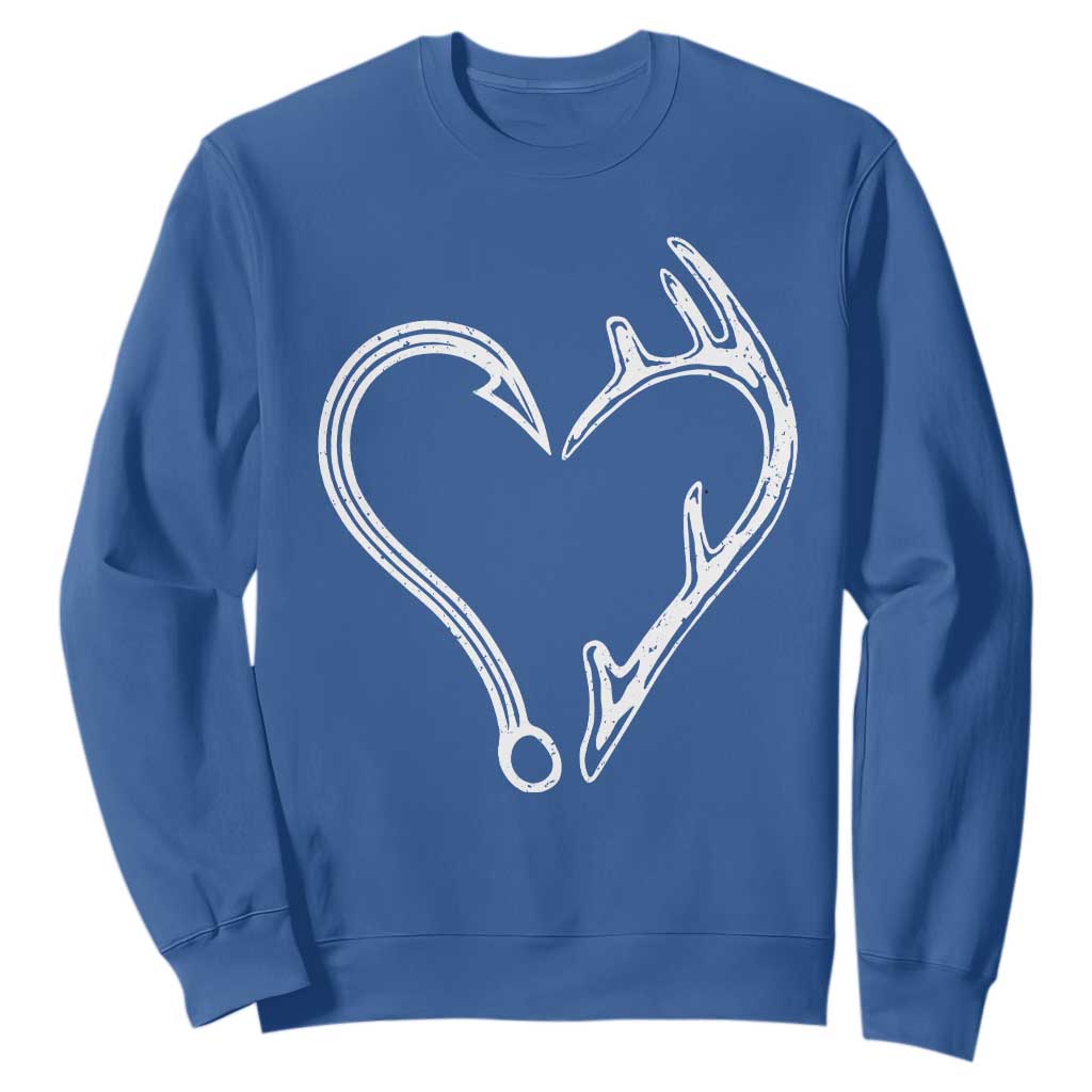 Fishing And Hunting Vintage Hook Antler Heart Sweatshirt TS11 Royal Blue Print Your Wear