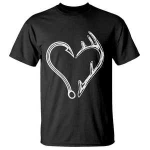 Fishing And Hunting Vintage Hook Antler Heart T Shirt TS11 Black Print Your Wear