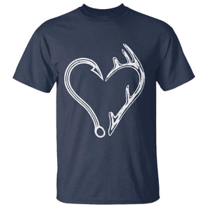 Fishing And Hunting Vintage Hook Antler Heart T Shirt TS11 Navy Print Your Wear