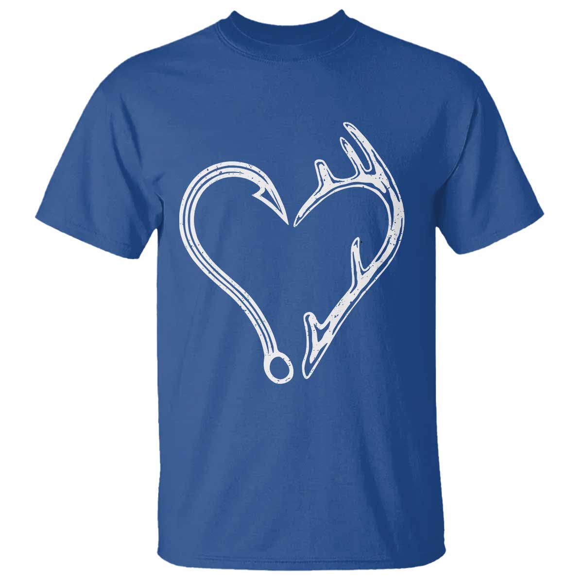 Fishing And Hunting Vintage Hook Antler Heart T Shirt TS11 Royal Blue Print Your Wear