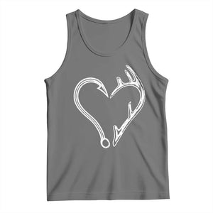 Fishing And Hunting Vintage Hook Antler Heart Tank Top TS11 Black Heather Print Your Wear