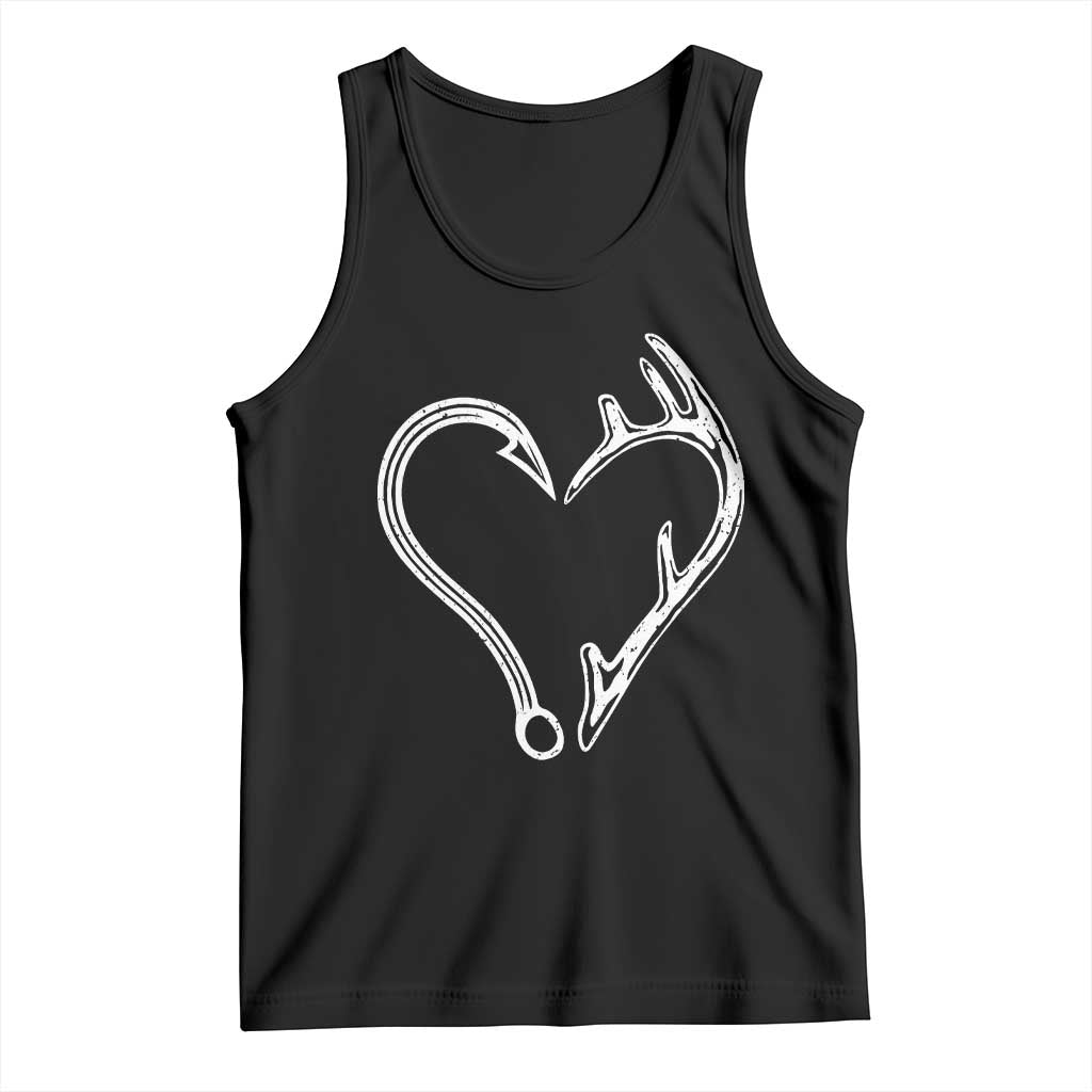 Fishing And Hunting Vintage Hook Antler Heart Tank Top TS11 Black Print Your Wear