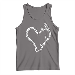 Fishing And Hunting Vintage Hook Antler Heart Tank Top TS11 Deep Heather Print Your Wear