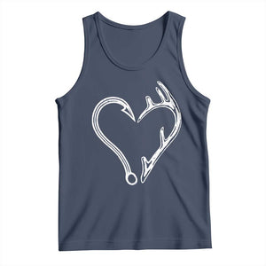 Fishing And Hunting Vintage Hook Antler Heart Tank Top TS11 Navy Print Your Wear