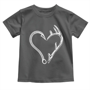 Fishing And Hunting Vintage Hook Antler Heart Toddler T Shirt TS11 Dark Heather Print Your Wear