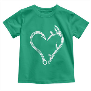 Fishing And Hunting Vintage Hook Antler Heart Toddler T Shirt TS11 Irish Green Print Your Wear
