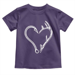 Fishing And Hunting Vintage Hook Antler Heart Toddler T Shirt TS11 Purple Print Your Wear