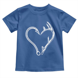 Fishing And Hunting Vintage Hook Antler Heart Toddler T Shirt TS11 Royal Blue Print Your Wear