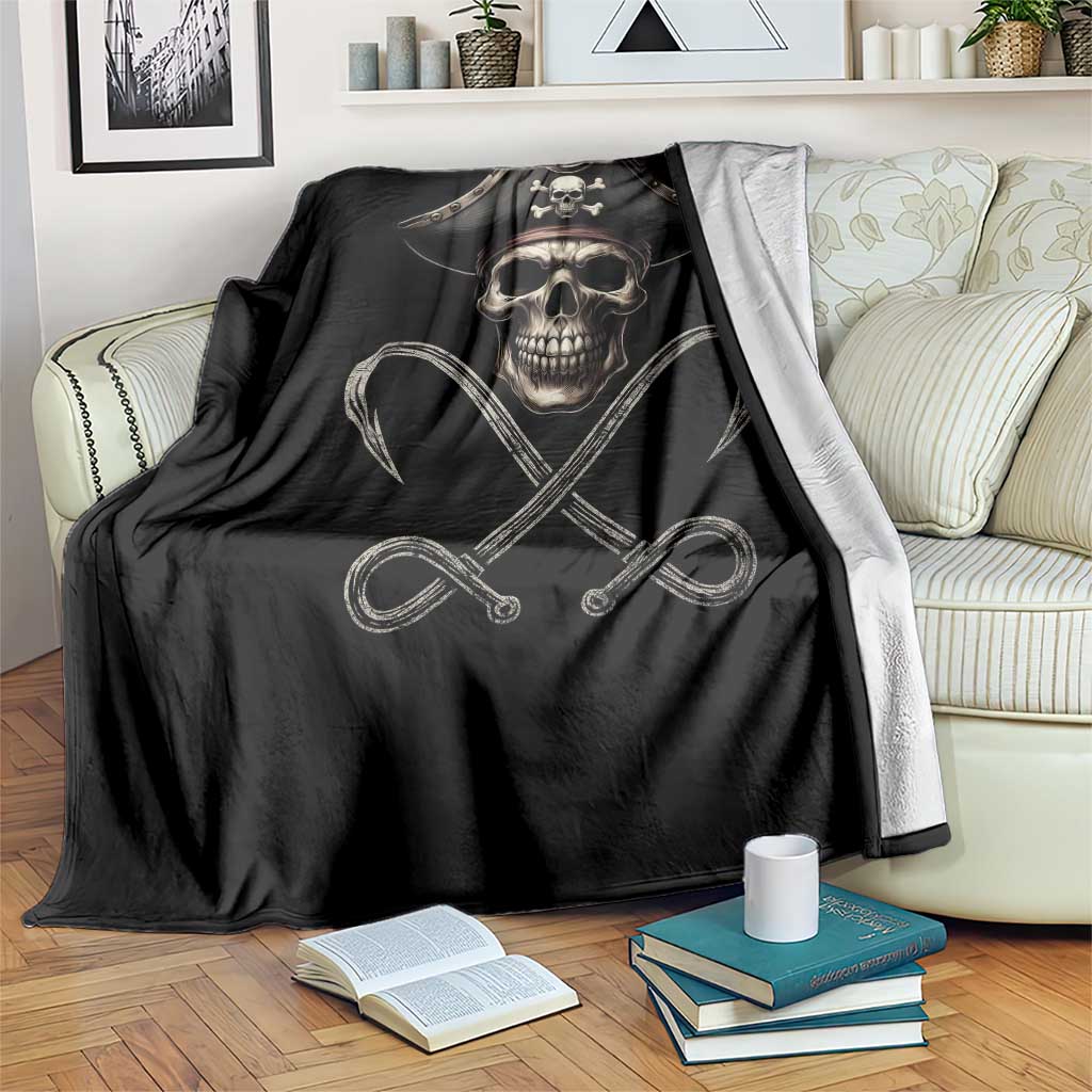 Funny Pirate Fishing Lover Throw Blanket Vintage Pirate Skull Hooks Fishing TS11 Print Your Wear