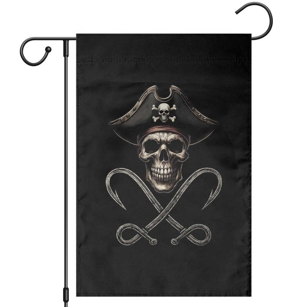 Funny Pirate Fishing Lover Garden Flag Vintage Pirate Skull Hooks Fishing TS11 Black Print Your Wear