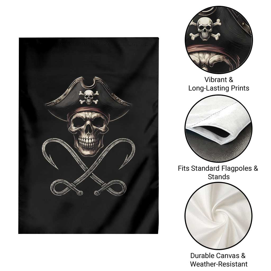 Funny Pirate Fishing Lover Garden Flag Vintage Pirate Skull Hooks Fishing TS11 Print Your Wear