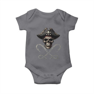 Funny Pirate Fishing Lover Baby Onesie Vintage Pirate Skull Hooks Fishing TS11 Charcoal Print Your Wear