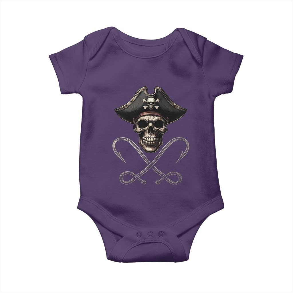 Funny Pirate Fishing Lover Baby Onesie Vintage Pirate Skull Hooks Fishing TS11 Purple Print Your Wear