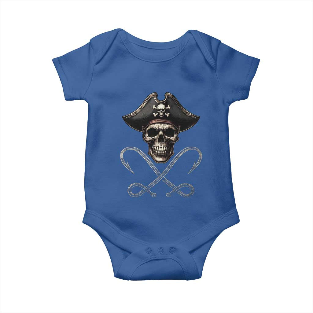 Funny Pirate Fishing Lover Baby Onesie Vintage Pirate Skull Hooks Fishing TS11 Royal Blue Print Your Wear