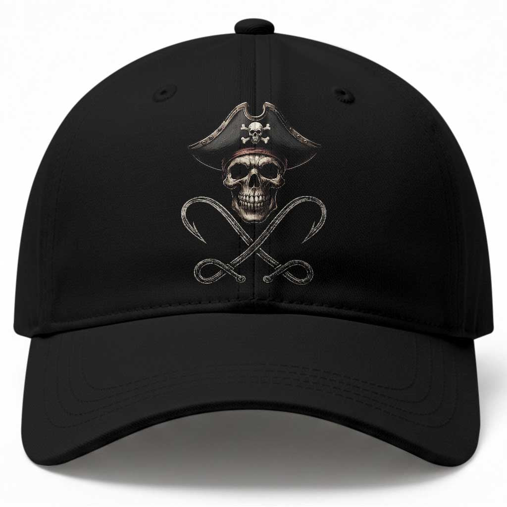 Funny Pirate Fishing Lover Baseball Cap Vintage Pirate Skull Hooks Fishing TS11 Print Your Wear