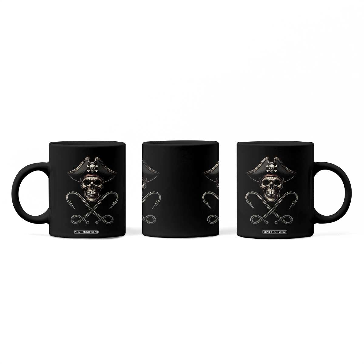 Funny Pirate Fishing Lover Coffee Mug Vintage Pirate Skull Hooks Fishing TS11 Print Your Wear