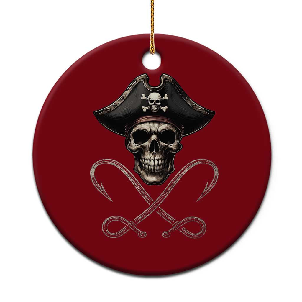 Funny Pirate Fishing Lover Ceramic Ornament Vintage Pirate Skull Hooks Fishing TS11 1pc Red Print Your Wear
