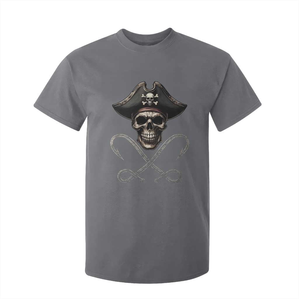 Funny Pirate Fishing Lover T Shirt For Kid Vintage Pirate Skull Hooks Fishing TS11 Charcoal Print Your Wear