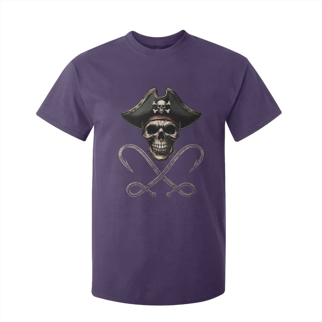 Funny Pirate Fishing Lover T Shirt For Kid Vintage Pirate Skull Hooks Fishing TS11 Purple Print Your Wear