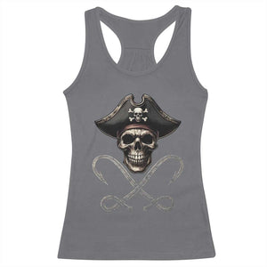 Funny Pirate Fishing Lover Racerback Tank Top Vintage Pirate Skull Hooks Fishing TS11 Charcoal Print Your Wear