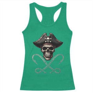 Funny Pirate Fishing Lover Racerback Tank Top Vintage Pirate Skull Hooks Fishing TS11 Irish Green Print Your Wear
