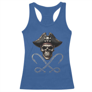 Funny Pirate Fishing Lover Racerback Tank Top Vintage Pirate Skull Hooks Fishing TS11 Royal Blue Print Your Wear