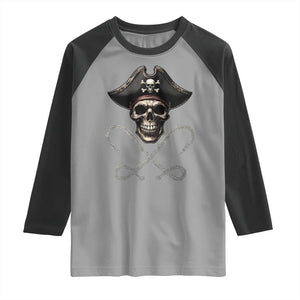 Funny Pirate Fishing Lover Raglan Shirt Vintage Pirate Skull Hooks Fishing TS11 Sport Gray Black Print Your Wear
