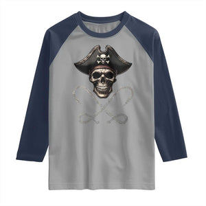 Funny Pirate Fishing Lover Raglan Shirt Vintage Pirate Skull Hooks Fishing TS11 Sport Gray Navy Print Your Wear